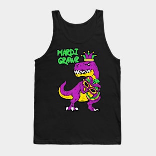 Mardi Grawr TRex Dino Toddler Kids Mardi Gras Boys Tank Top